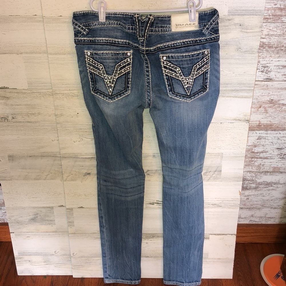 Vigoss the Chelsea skinny jeans light color rhinestone pockets bling siz…​​